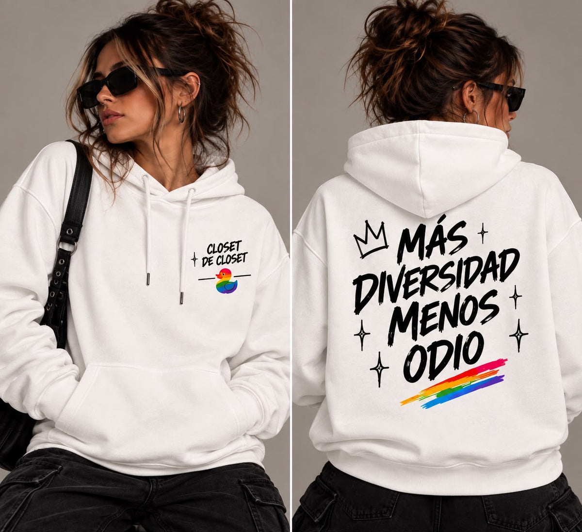 Sudadera Más diversidad, menos odio — frente