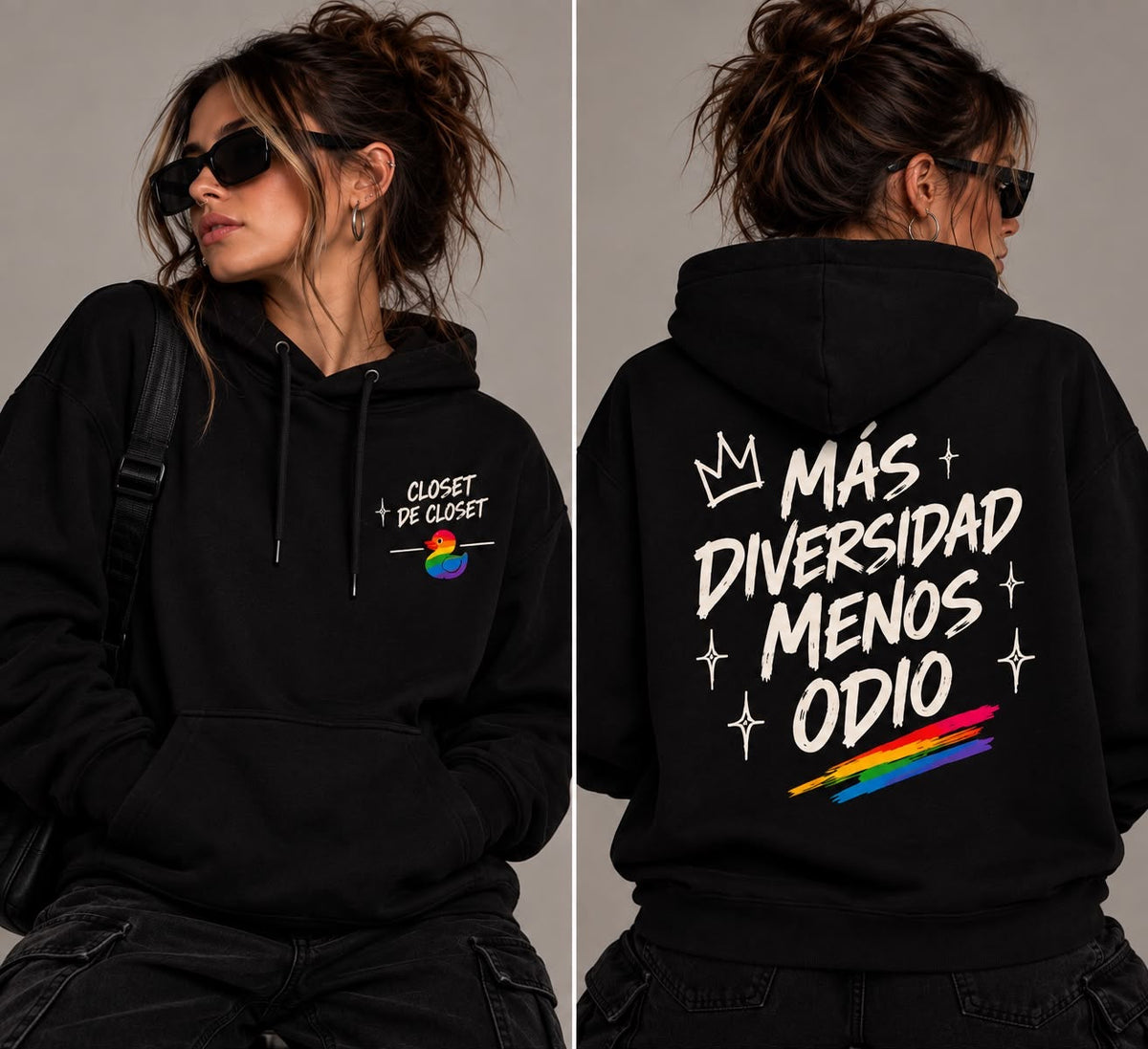 Sudadera Más diversidad, menos odio — espalda