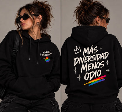 Sudadera Más diversidad, menos odio — espalda