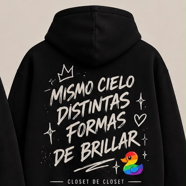 Sudadera Mismo cielo, distintas formas de brillar — modelo de espaldas