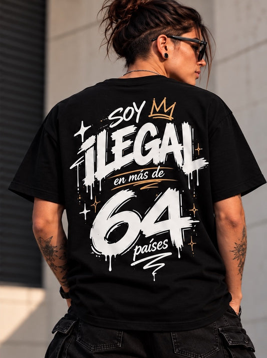 Camiseta negra Soy Ilegal, vista trasera